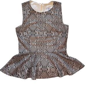 Bar III Womens‎ Black Lace Lined Sleeveless Top sz M Fitted Bodice Flared Bottom